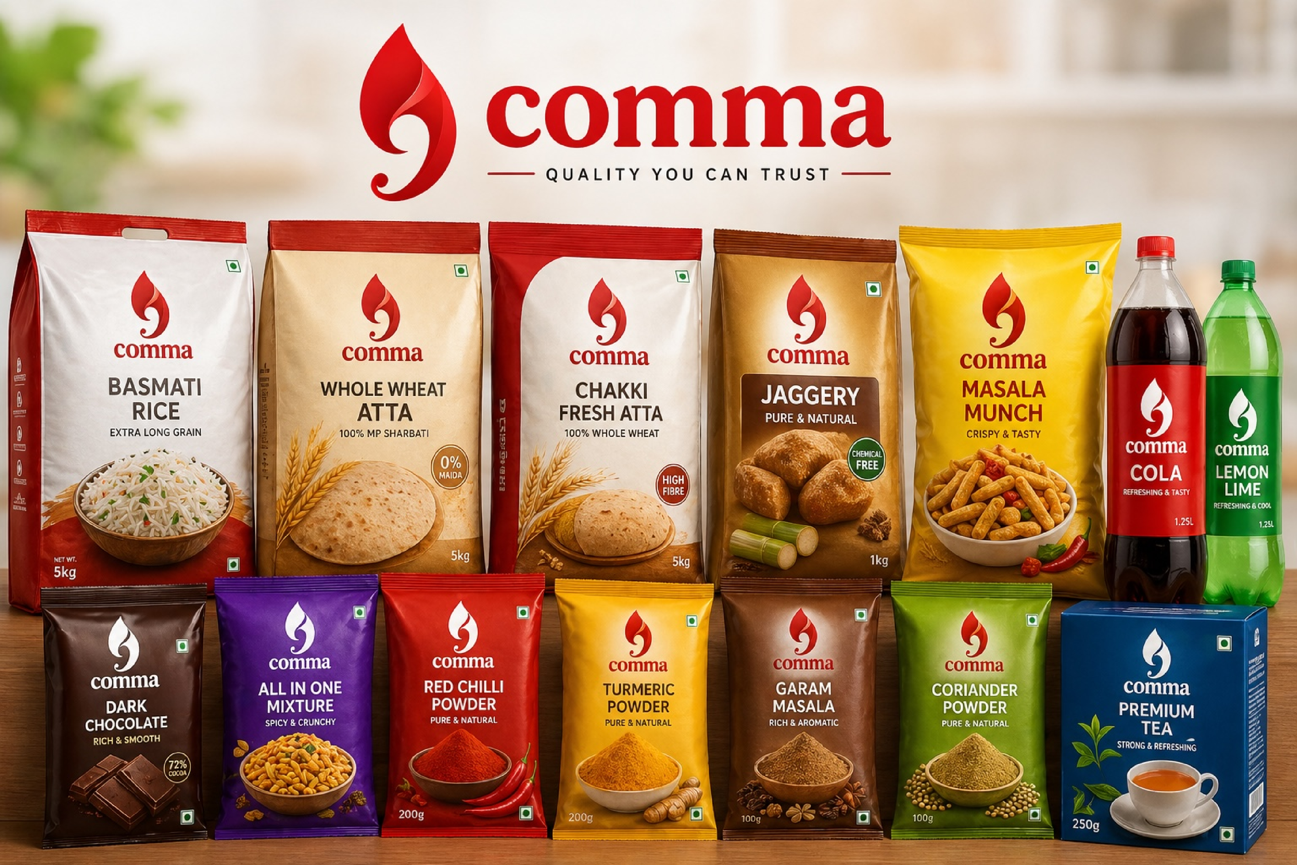 Full Comma Foods product lineup